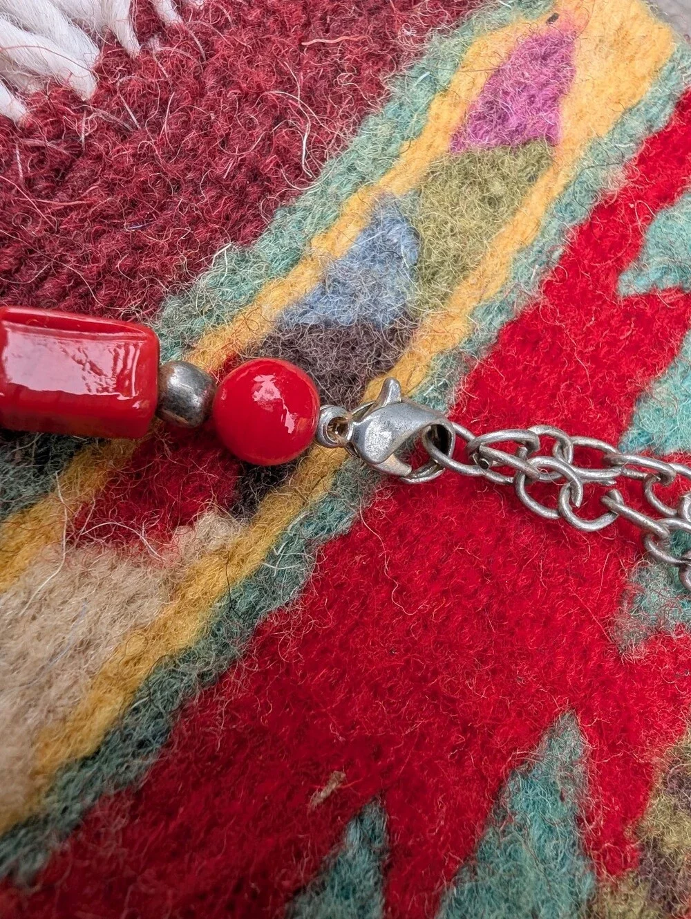 Southwestern Style Red Beaded Multi-Strand Necklace